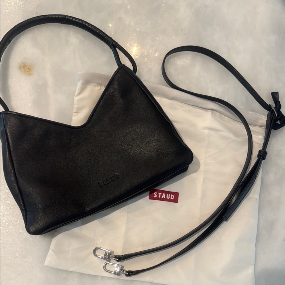 Staud Valerie Leather Shoulder Bag with Crossbody Strap
